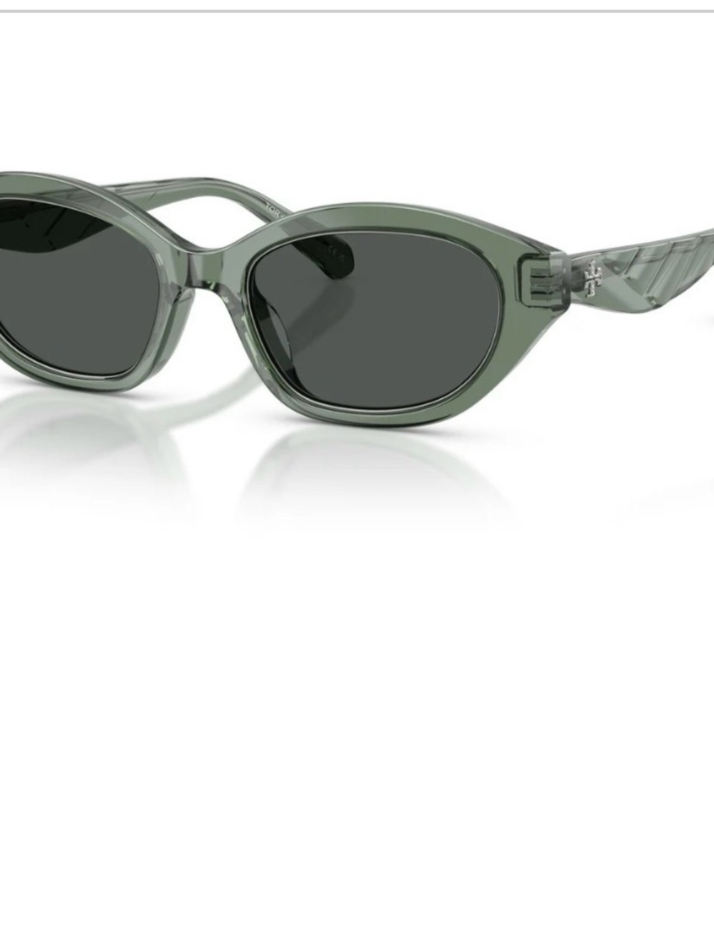 Tory Burch Translucent Olive Green Oval Sunglasses NEW IN CASE